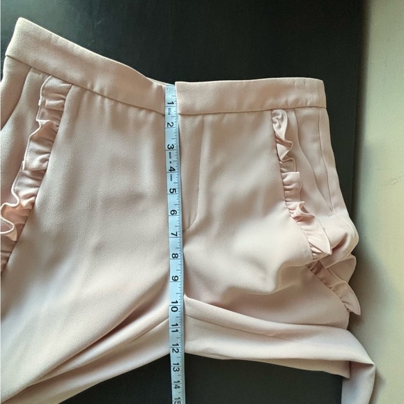 Zara Sz S Blogger’s Favourite Pastel Pink Trousers With Ruffles EUC - Picture 11 of 14